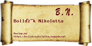 Bollók Nikoletta névjegykártya